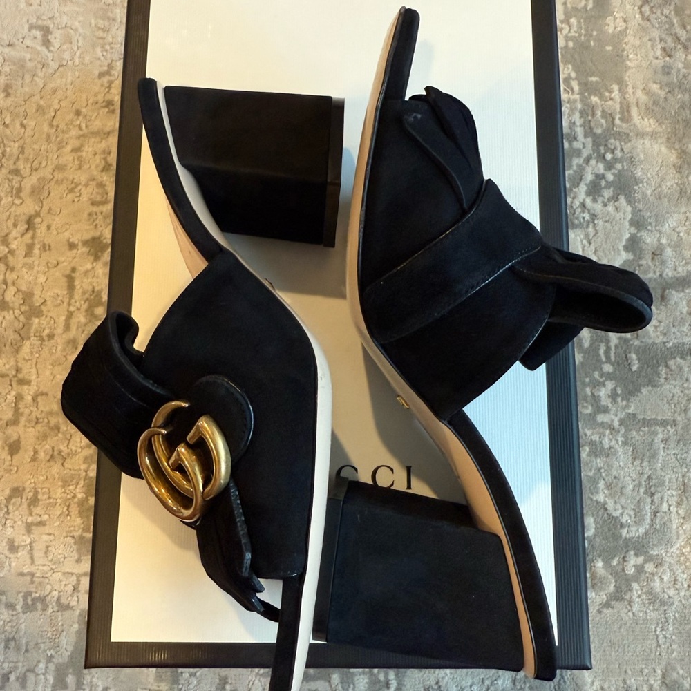 Gucci Kid Scamosciato Slide Sandals size 37.5 - Picture 5 of 10